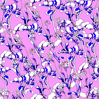 JPG 해외이미지 선 분홍색 백그라운드 꽃무늬 패턴 일러스트 사람없음 파란색 빈티지 해외202309 해외일러스트 꽃 컬러 컨셉 무늬 파일형식