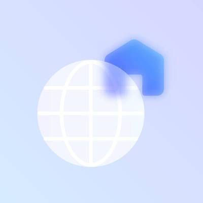 EPS 해외이미지 인터넷 일러스트 주택 사람없음 파란색 투명 지구모양 집모양 글래스모피즘 해외202309 해외일러스트 모양 디자인 지구 컬러 건물 파일형식 벡터