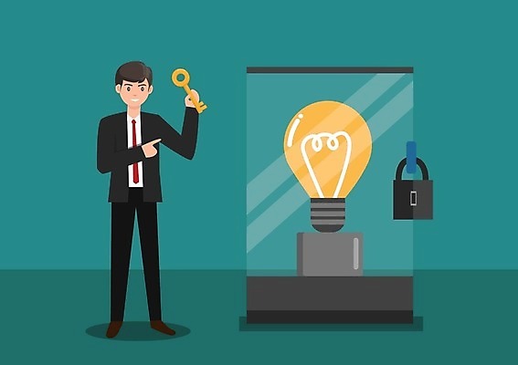 EPS 해외이미지 컨셉 일러스트 비즈니스 전구 상상 성공 새로움 아이디어 자물쇠 창조 빛 정보 성장 램프 비즈니스맨 재산 보호 상품 비밀 흔적 잠금 보안 법 배지 예약 주인 혁명 개발 면허증 발명 불법복제 승인 소유 획기적 특허 해외202309 해외일러스트 남자 조명 안전 금융 직장인 면허 증명서 파일형식 벡터