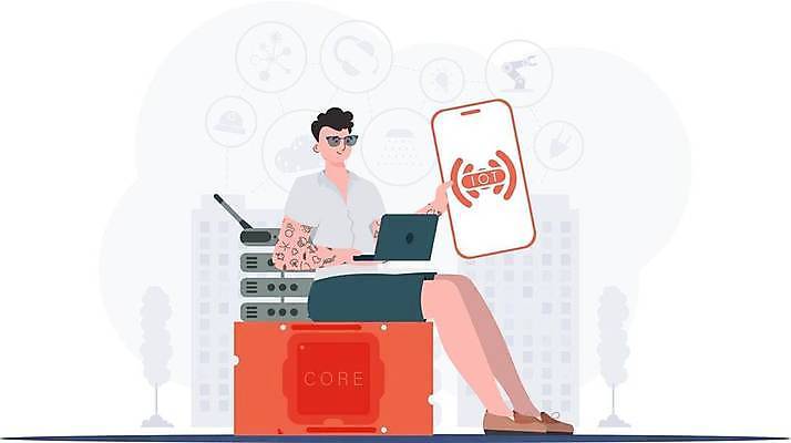 EPS 해외이미지 전신 남자 일러스트 한명 들기 앉기 성인 노트북 스마트폰 선글라스 사물인터넷 성인남자한명만 해외202309 해외일러스트 1 안경 모션 정보기술 사람 전자제품 핸드폰 스마트기기 남자한명만 성인남자만 파일형식 벡터