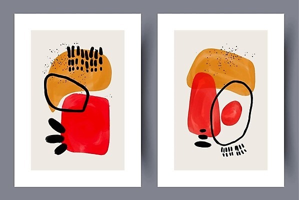 EPS 해외이미지 모양 포스터 일러스트 추상 미술 사람없음 세트 페인트 그림 기하학 미니멀 해외202309 해외일러스트 무늬 문화예술 파일형식 벡터