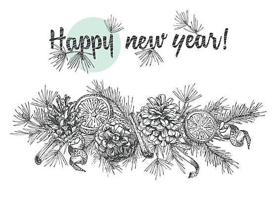 EPS 해외이미지 겨울 오렌지 일러스트 새해 귤 사람없음 껍질 솔방울 솔잎 시나몬스틱 해외202309 해외일러스트 계절 잎 과일 시나몬 파일형식 벡터