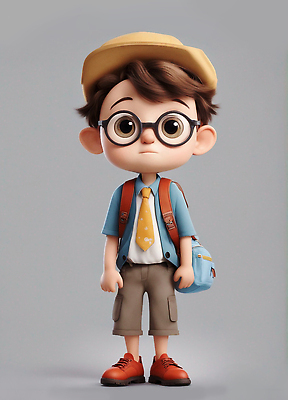 JPG 전신 무료이미지 편집이미지 캐릭터 모자 남자 초등학생 어린이 책가방 한명 서기 소년 차렷 소년한명만 안경낌 편집실사 AI컴퓨터그래픽 AI콘텐츠 1 학생 잡화 안경 포즈 가방 모션 사람 CG 남자한명만 소년만 파일형식