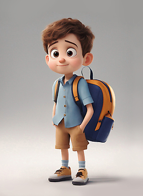 JPG 전신 편집이미지 캐릭터 여자 남자 초등학생 어린이 책가방 한명 서기 미소 소년 주머니손 매기 소년한명만 편집실사 AI컴퓨터그래픽 AI콘텐츠 1 학생 가방 모션 표정 사람 CG 남자한명만 소년만 파일형식
