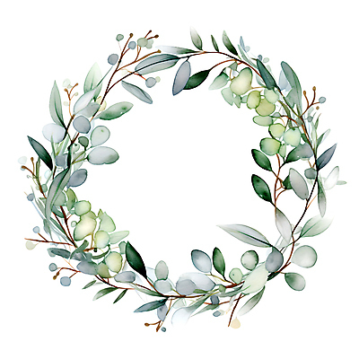 JPG 줄기 잎 일러스트 수채화 프레임 사람없음 초록색 화환 원형 풀 유칼립투스 국내일러스트 AI일러스트 AI콘텐츠 도형 식물 꽃 컬러 파일형식