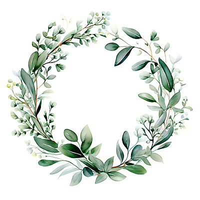 JPG 줄기 잎 일러스트 수채화 프레임 사람없음 초록색 화환 원형 풀 유칼립투스 국내일러스트 AI일러스트 AI콘텐츠 도형 식물 꽃 컬러 파일형식