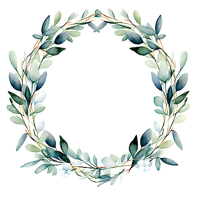 JPG 줄기 잎 일러스트 수채화 프레임 사람없음 초록색 화환 원형 풀 유칼립투스 국내일러스트 AI일러스트 AI콘텐츠 도형 식물 꽃 컬러 파일형식