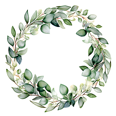 JPG 줄기 잎 일러스트 수채화 프레임 사람없음 초록색 화환 원형 풀 유칼립투스 국내일러스트 AI일러스트 AI콘텐츠 도형 식물 꽃 컬러 파일형식