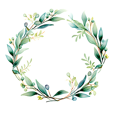 JPG 줄기 잎 일러스트 수채화 프레임 사람없음 초록색 화환 원형 풀 유칼립투스 국내일러스트 AI일러스트 AI콘텐츠 도형 식물 꽃 컬러 파일형식