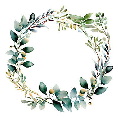 JPG 줄기 잎 일러스트 수채화 프레임 사람없음 초록색 화환 원형 풀 유칼립투스 국내일러스트 AI일러스트 AI콘텐츠 도형 식물 꽃 컬러 파일형식