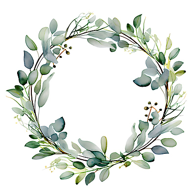 JPG 줄기 잎 일러스트 수채화 프레임 사람없음 초록색 화환 원형 풀 유칼립투스 국내일러스트 AI일러스트 AI콘텐츠 도형 식물 꽃 컬러 파일형식