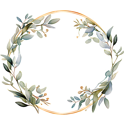 JPG 줄기 잎 일러스트 수채화 프레임 사람없음 초록색 화환 원형 풀 유칼립투스 국내일러스트 AI일러스트 AI콘텐츠 도형 식물 꽃 컬러 파일형식