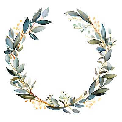 JPG 줄기 잎 일러스트 수채화 프레임 사람없음 초록색 화환 원형 풀 유칼립투스 국내일러스트 AI일러스트 AI콘텐츠 도형 식물 꽃 컬러 파일형식