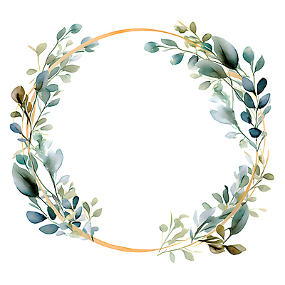 JPG 줄기 잎 일러스트 수채화 프레임 사람없음 초록색 화환 원형 풀 유칼립투스 국내일러스트 AI일러스트 AI콘텐츠 도형 식물 꽃 컬러 파일형식