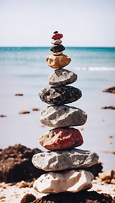 JPG 편집이미지 해변 사람없음 쌓기 희망 돌_바위 기도 석탑 디지털합성 소원 소원탑 편집실사 AI포토 AI콘텐츠 감정 바다 모션 탑 CG 파일형식