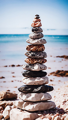 JPG 편집이미지 해변 사람없음 쌓기 희망 돌_바위 기도 석탑 디지털합성 소원 소원탑 편집실사 AI포토 AI콘텐츠 감정 바다 모션 탑 CG 파일형식