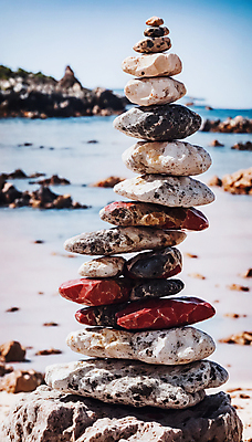 JPG 편집이미지 해변 사람없음 쌓기 희망 돌_바위 기도 석탑 디지털합성 소원 소원탑 편집실사 AI포토 AI콘텐츠 감정 바다 모션 탑 CG 파일형식