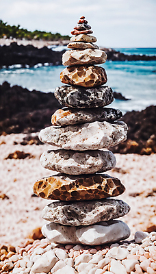 JPG 편집이미지 해변 사람없음 쌓기 희망 돌_바위 기도 석탑 디지털합성 소원 소원탑 편집실사 AI포토 AI콘텐츠 감정 바다 모션 탑 CG 파일형식