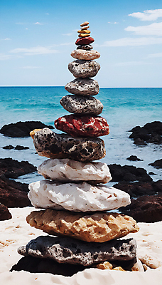 JPG 편집이미지 해변 사람없음 쌓기 희망 돌_바위 기도 석탑 디지털합성 소원 소원탑 편집실사 AI포토 AI콘텐츠 감정 바다 모션 탑 CG 파일형식