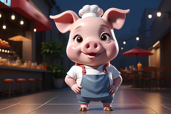 JPG 편집이미지 한마리 동물캐릭터 허리손 거리 3D캐릭터 서기 미소 사람없음 상점 요리사 앞치마 돼지 조리복 즐거움 돼지캐릭터 편집실사 AI컴퓨터그래픽 AI콘텐츠 동물 직업 캐릭터 1 감정 포즈 유니폼 포유류 모션 표정 CG 파일형식