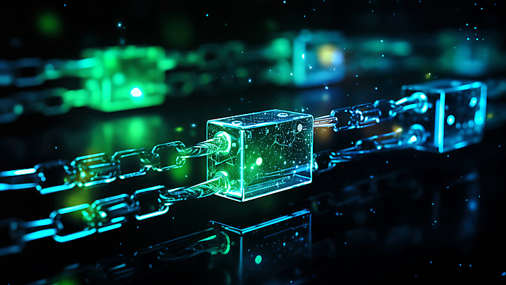 JPG 편집이미지 디지털백그라운드 사람없음 초록색 빛 반짝임 디지털 연결 쇠사슬 사이버 큐브 보안 블록체인 편집실사 AI컴퓨터그래픽 AI콘텐츠 컬러 백그라운드 모션 안전 금융 CG 파일형식 4차산업