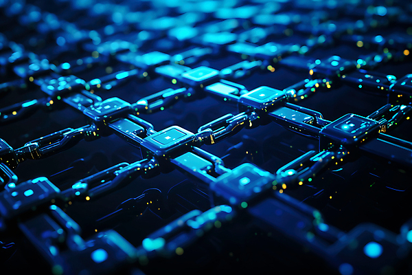 JPG 편집이미지 디지털백그라운드 사람없음 파란색 빛 반짝임 디지털 연결 쇠사슬 사이버 보안 블록체인 편집실사 AI컴퓨터그래픽 AI콘텐츠 컬러 백그라운드 모션 안전 금융 CG 파일형식 4차산업