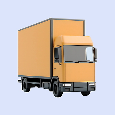 PSD 아이콘 사람없음 3D아이콘 갈색 3D 트럭 디지털합성 오브젝트 온라인쇼핑 화물트럭 탑차 컬러 자동차 쇼핑 온라인 파일형식