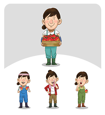전신 여자 허리손 일러스트 윙크 서기 들기 여러명 성인 수확 사과 농부 나무상자 과수원 멜빵바지 따봉 닦기 성인여자만 땀흘리기 월간캐릭터 일러캐릭터 AI파일 직업 캐릭터 포즈 다수 컨셉 농업 과일 바지 모션 표정 사람 상자 최고 멜빵 여자만 성인만 파일형식 벡터