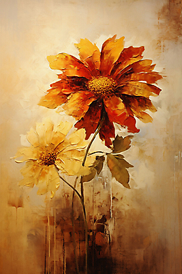 JPG 꽃 일러스트 페인팅 붓터치 가을꽃 사람없음 갈색 빈티지 그림 질감 유화 국내일러스트 AI일러스트 AI콘텐츠 식물 컬러 컨셉 미술 파일형식 가을_계절