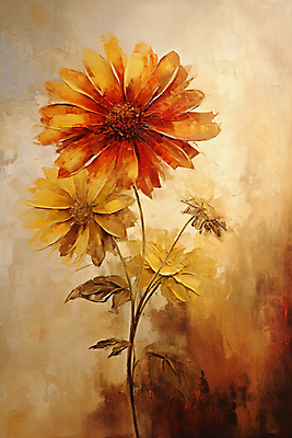 JPG 꽃 일러스트 페인팅 붓터치 가을꽃 사람없음 갈색 빈티지 그림 질감 유화 국내일러스트 AI일러스트 AI콘텐츠 식물 컬러 컨셉 미술 파일형식 가을_계절