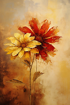 JPG 꽃 일러스트 페인팅 붓터치 가을꽃 사람없음 갈색 빈티지 그림 질감 유화 국내일러스트 AI일러스트 AI콘텐츠 식물 컬러 컨셉 미술 파일형식 가을_계절