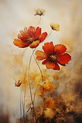 JPG 꽃 일러스트 페인팅 붓터치 가을꽃 사람없음 갈색 빈티지 그림 질감 유화 국내일러스트 AI일러스트 AI콘텐츠 식물 컬러 컨셉 미술 파일형식 가을_계절