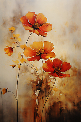 JPG 꽃 일러스트 페인팅 붓터치 가을꽃 사람없음 갈색 빈티지 그림 질감 유화 국내일러스트 AI일러스트 AI콘텐츠 식물 컬러 컨셉 미술 파일형식 가을_계절