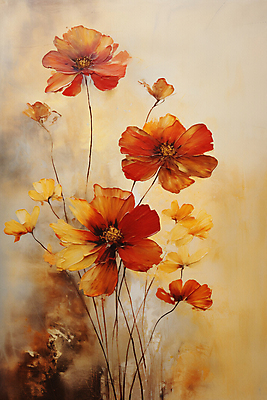 JPG 꽃 일러스트 페인팅 붓터치 가을꽃 사람없음 갈색 빈티지 그림 질감 유화 국내일러스트 AI일러스트 AI콘텐츠 식물 컬러 컨셉 미술 파일형식 가을_계절