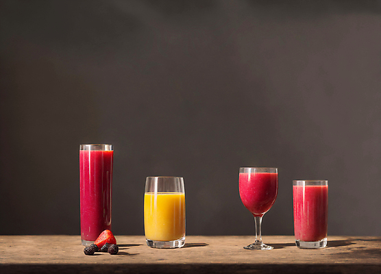 JPG 편집이미지 와인잔 딸기 잔 실내 사람없음 과일주스 오렌지주스 블루베리 딸기주스 나무탁자 편집실사 AI포토 AI콘텐츠 식기 술잔 과일 탁자 내부 주스 CG 파일형식