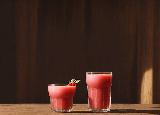 JPG 편집이미지 딸기 잔 실내 사람없음 과일주스 민트 딸기주스 나무탁자 편집실사 AI포토 AI콘텐츠 식기 과일 탁자 내부 주스 허브 CG 파일형식