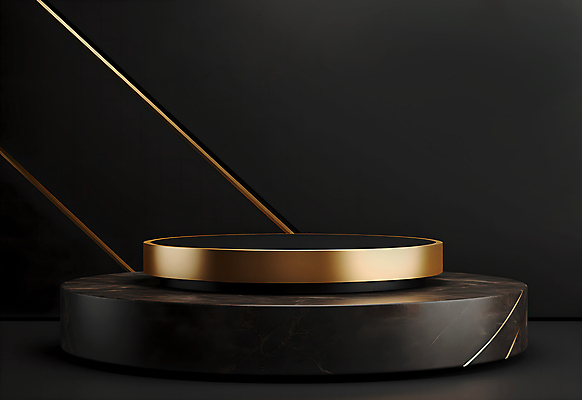 JPG 편집이미지 사람없음 3D 검은색 공간 금색 원형 대리석 단상 포디움 목업 편집3D AI컴퓨터그래픽 AI콘텐츠 도형 컬러 재료 무대 디지털합성 파일형식