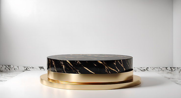 JPG 편집이미지 사람없음 3D 검은색 공간 금색 흰색 원형 대리석 단상 포디움 목업 편집3D AI컴퓨터그래픽 AI콘텐츠 도형 컬러 재료 무대 디지털합성 파일형식