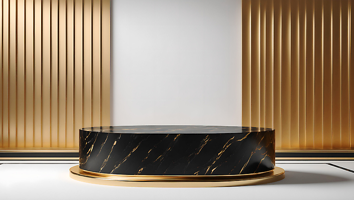 JPG 편집이미지 사람없음 3D 검은색 공간 금색 흰색 원형 대리석 단상 포디움 목업 편집3D AI컴퓨터그래픽 AI콘텐츠 도형 컬러 재료 무대 디지털합성 파일형식