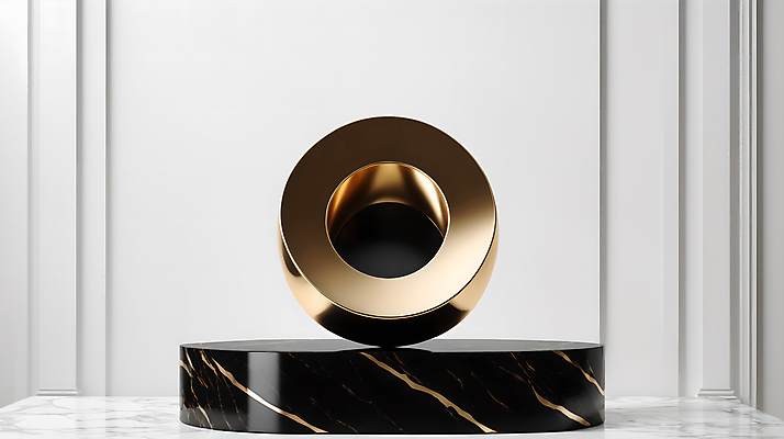 JPG 편집이미지 사람없음 3D 검은색 공간 금색 흰색 원형 대리석 단상 포디움 목업 편집3D AI컴퓨터그래픽 AI콘텐츠 도형 컬러 재료 무대 디지털합성 파일형식