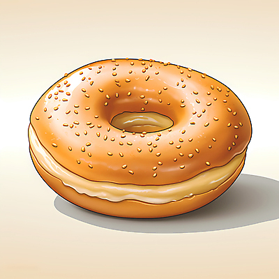JPG 빵 일러스트 사람없음 한개 갈색 베이글 크림치즈 국내일러스트 AI일러스트 AI콘텐츠 1 음식 컬러 치즈 파일형식