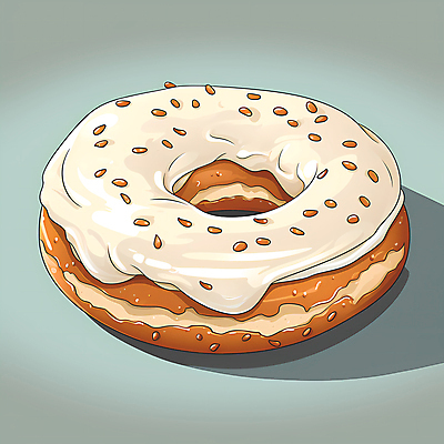 JPG 빵 일러스트 사람없음 한개 갈색 생크림 베이글 크림치즈 국내일러스트 AI일러스트 AI콘텐츠 1 음식 컬러 치즈 크림 파일형식