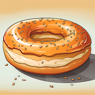JPG 빵 일러스트 사람없음 한개 갈색 베이글 크림치즈 국내일러스트 AI일러스트 AI콘텐츠 1 음식 컬러 치즈 파일형식
