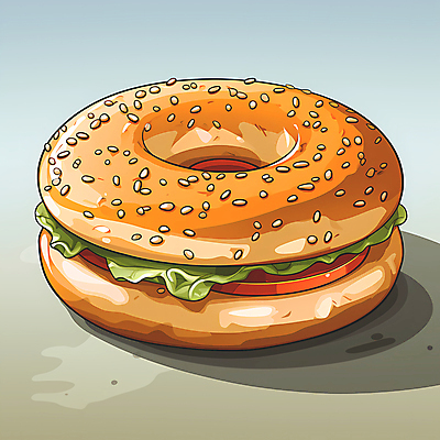 JPG 빵 채소 일러스트 샌드위치 사람없음 한개 갈색 베이글 베이글샌드위치 국내일러스트 AI일러스트 AI콘텐츠 1 음식 컬러 파일형식