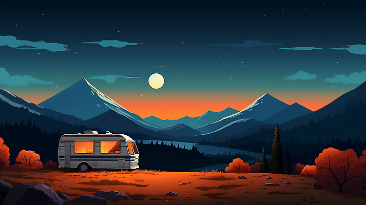 JPG 나무 구름 편집이미지 여행 밤하늘 아웃도어 풍경 사람없음 일몰 캠핑 달 가을 풀 캠핑카 차박 편집실사 자연요소 식물 계절 자동차 하늘 레저 노을 야간 CG 파일형식