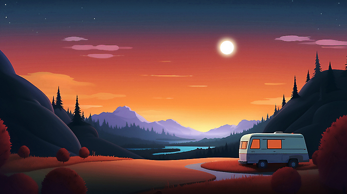 JPG 나무 구름 편집이미지 여행 산 아웃도어 풍경 사람없음 강 주황색 일몰 캠핑 달 가을 캠핑카 차박 편집실사 자연요소 식물 계절 컬러 자동차 레저 노을 CG 파일형식