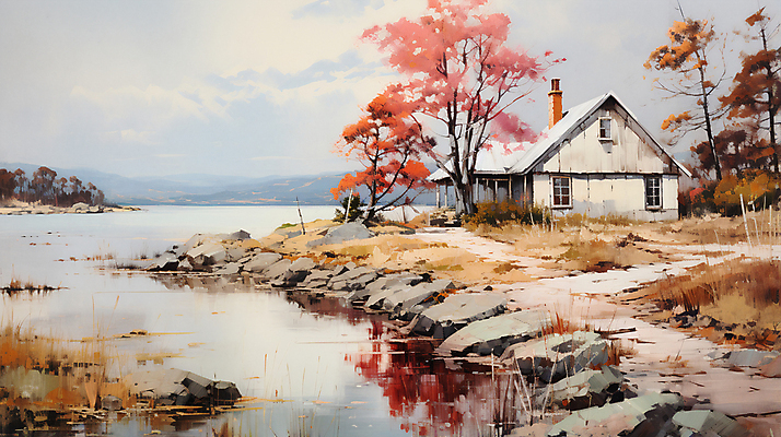 JPG 나무 구름 편집이미지 자연 하늘 단풍나무 산 주택 풍경 사람없음 강 가을풍경 바위 시골 디지털합성 시골길 유화 이미지편집 편집실사 자연요소 식물 길 단풍 미술 건물 돌_바위 CG 생태계 파일형식 가을_계절