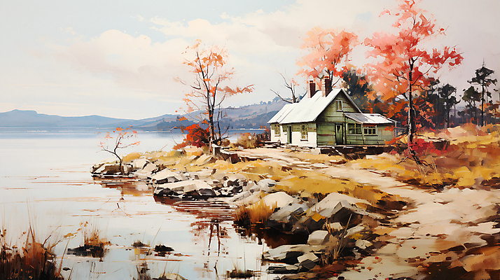 JPG 나무 구름 편집이미지 자연 하늘 단풍나무 산 주택 풍경 사람없음 강 가을풍경 바위 시골 디지털합성 시골길 유화 이미지편집 편집실사 자연요소 식물 길 단풍 미술 건물 돌_바위 CG 생태계 파일형식 가을_계절