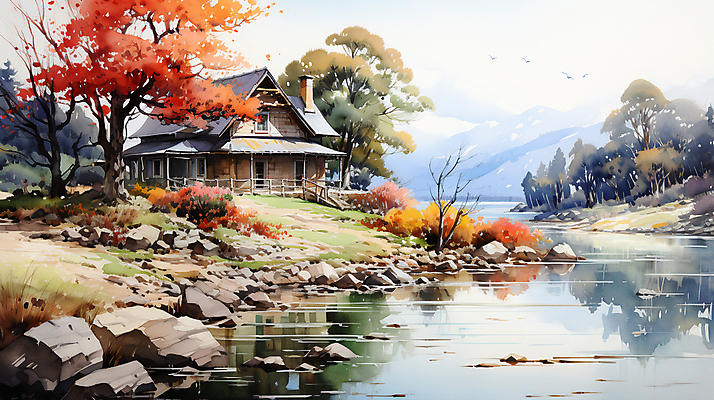 JPG 나무 구름 편집이미지 자연 조류 하늘 단풍나무 산 주택 풍경 사람없음 강 가을풍경 바위 시골 디지털합성 시골길 유화 이미지편집 편집실사 자연요소 식물 동물 길 단풍 미술 건물 돌_바위 CG 생태계 파일형식 가을_계절