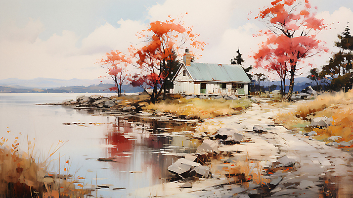 JPG 나무 구름 편집이미지 자연 하늘 단풍나무 산 주택 풍경 사람없음 강 가을풍경 바위 시골 디지털합성 시골길 유화 이미지편집 편집실사 자연요소 식물 길 단풍 미술 건물 돌_바위 CG 생태계 파일형식 가을_계절